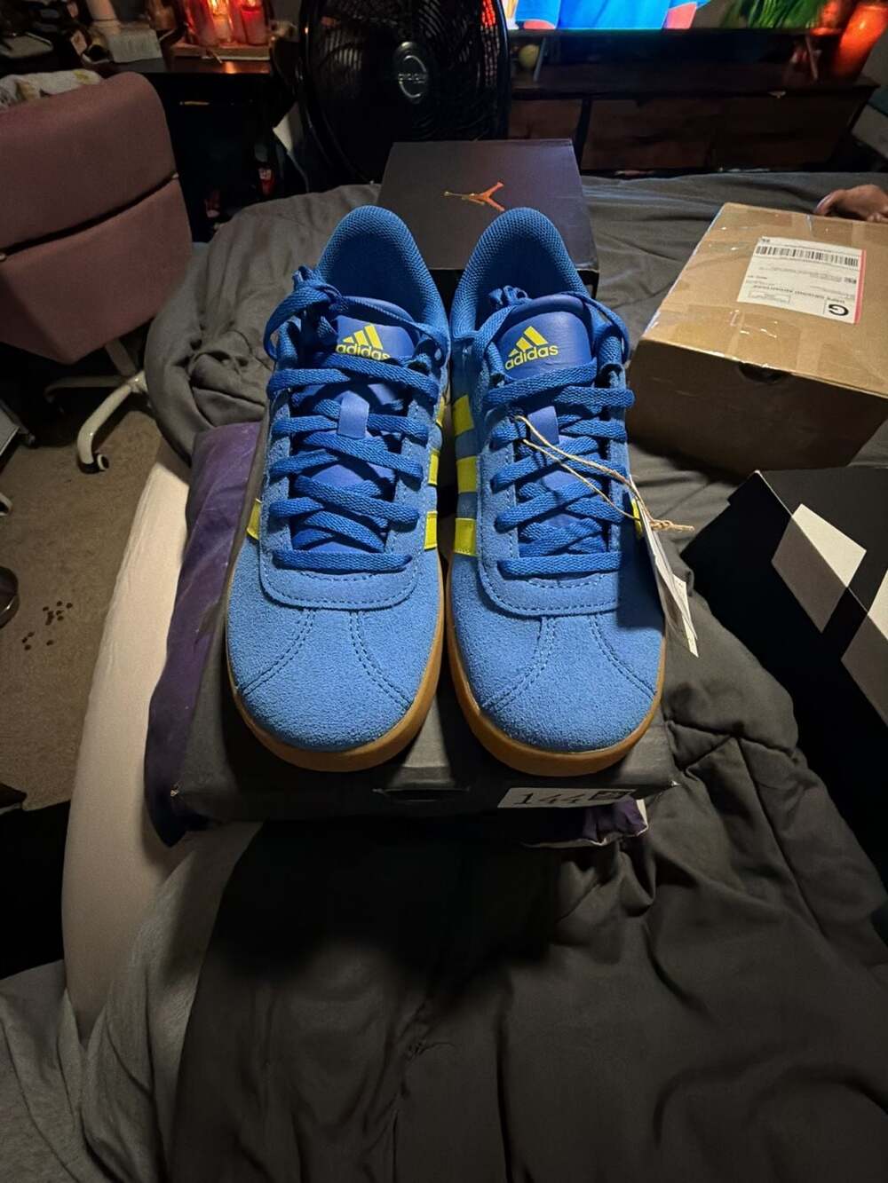 Adidas VL Court 3.0 K Kids Shoes Bright Royal/Pulse Lime/Gum Size 3
